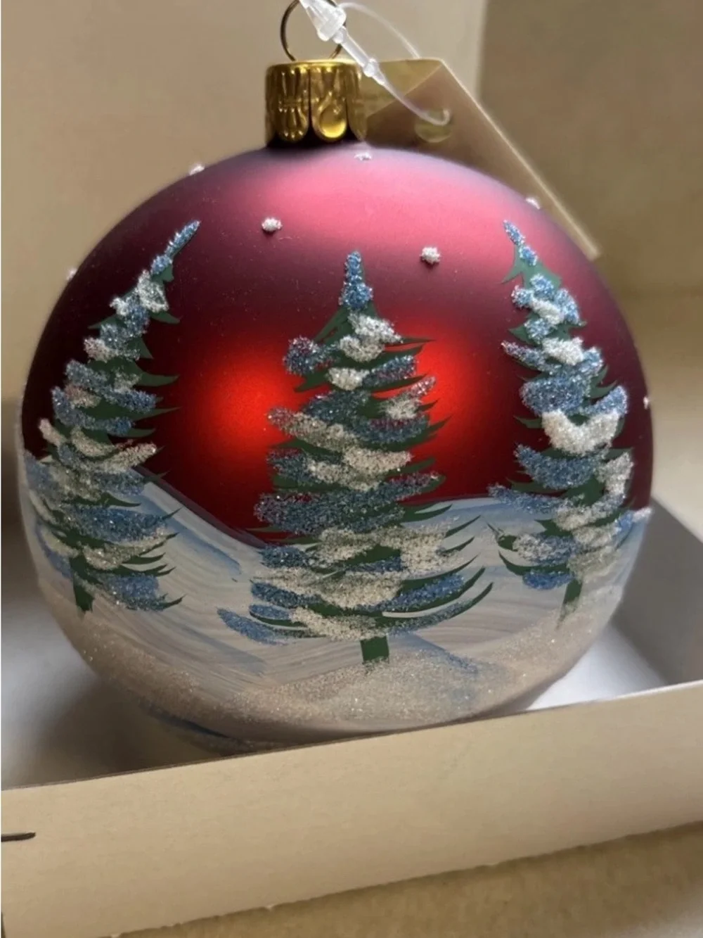 New 2008 Christina's World Glass Hand painted Christmas Trees Winter Ornament